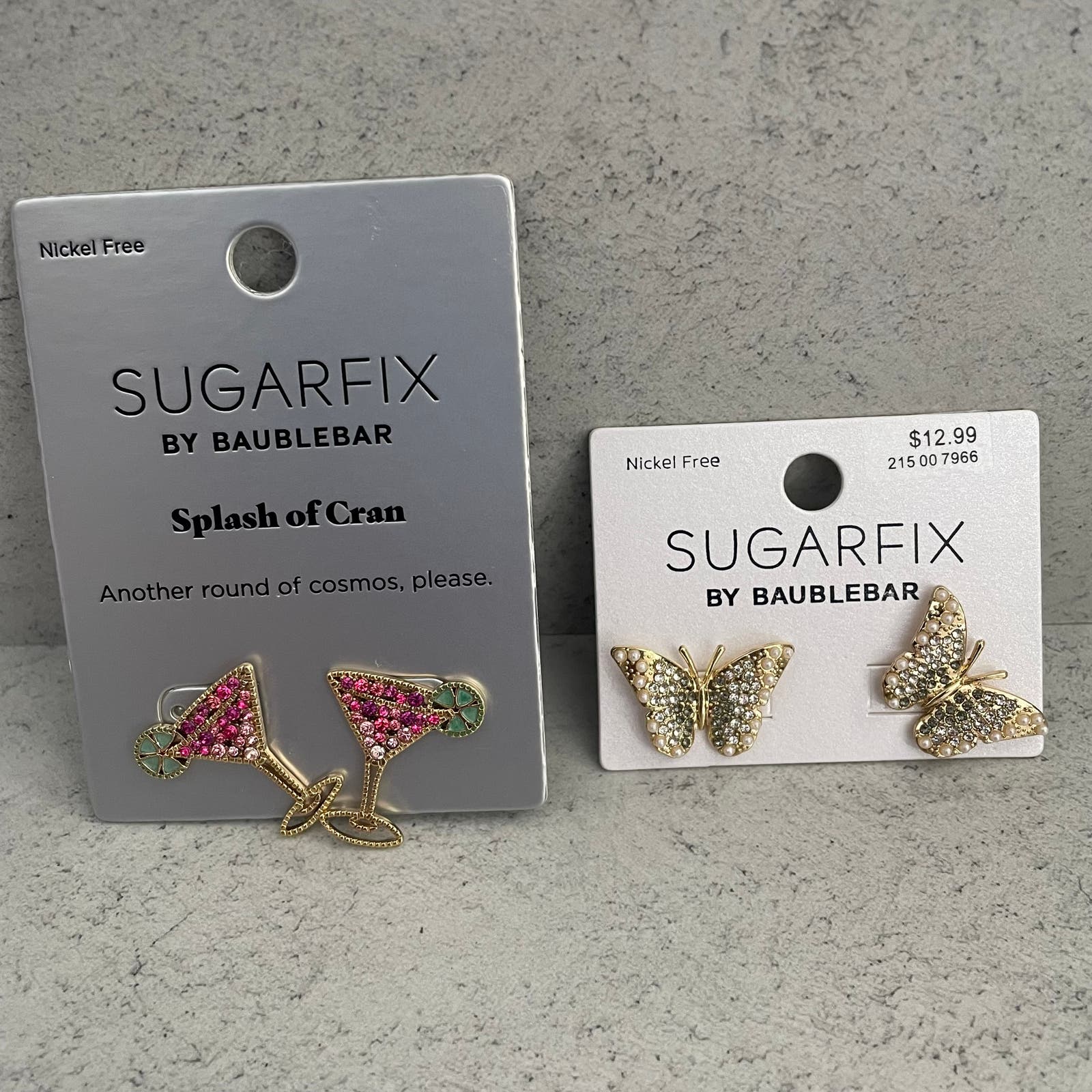 Sugarfix By Baublebar Earrings, 2 Pairs - Splash Of Cran And Butterflies